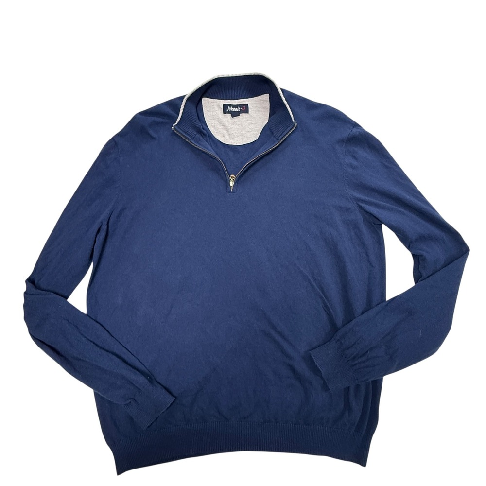 Johnnie-O "Sully" Men's Navy Blue‎ Quarter Zip Pullover Sweater Size L